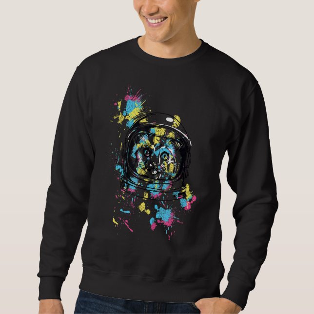 Sweatshirt Graphique Abstrait Peinture Cute Space Cat Astrona (Devant)