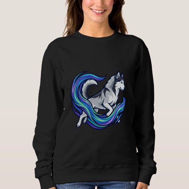 Sweatshirt Graphique Aura Bleu Électrique Husky de l'Esprit (Devant)