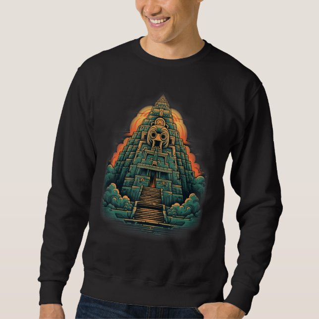 Sweatshirt Graphique de la pyramide du temple de la jungle my (Devant)