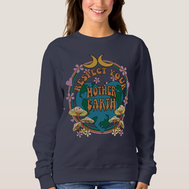 Sweatshirt Graphique de la Terre mère rétro des années 70 (Devant)