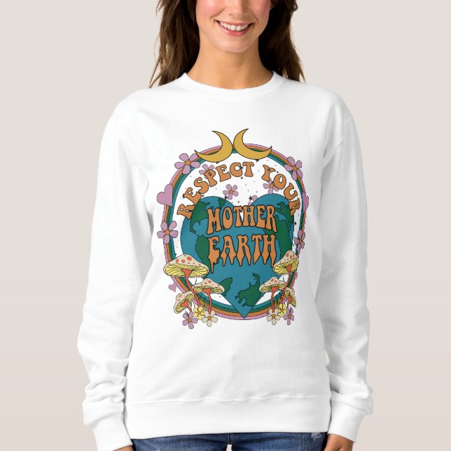Sweatshirt Graphique de la Terre mère rétro des années 70 (Devant)