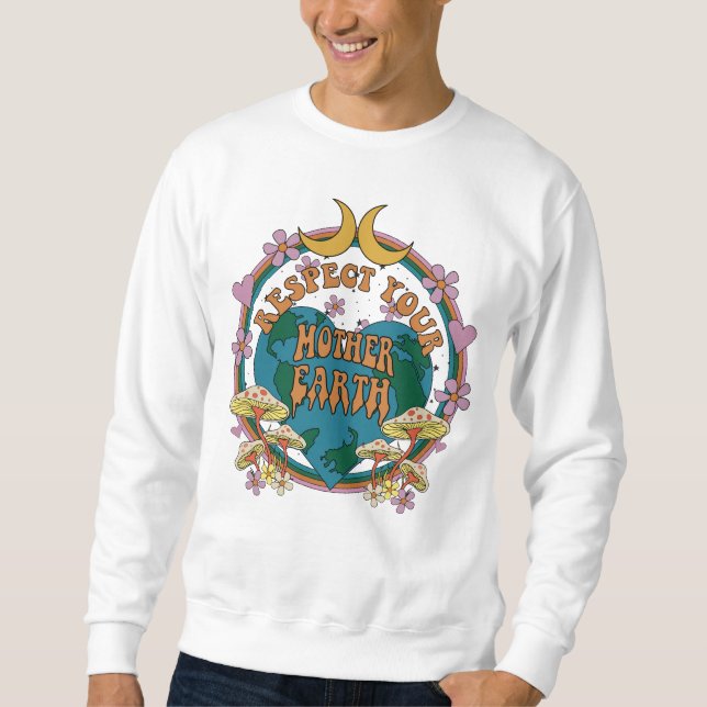 Sweatshirt Graphique de la Terre mère rétro des années 70 (Devant)