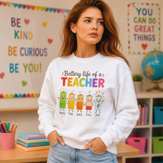 Sweatshirt Graphique de la vie de la batterie d'un enseignant
