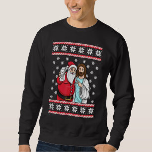 Sweatshirt Graphique de Noël Père Noël Jesus Jingle Bros Milk