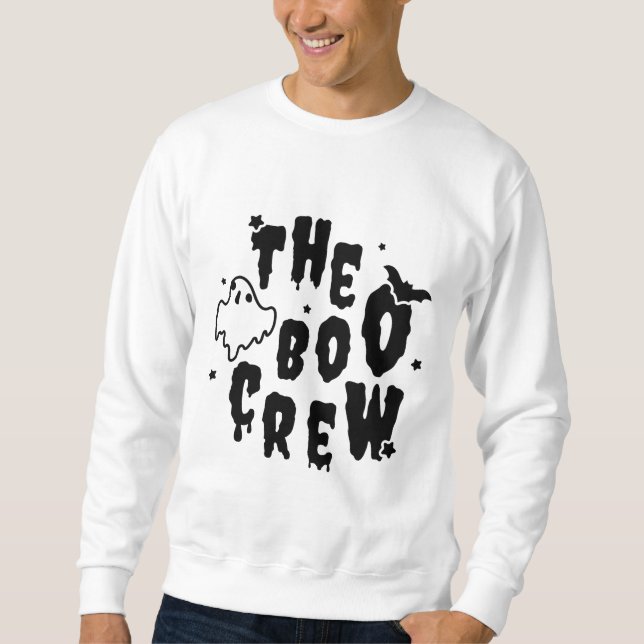 Sweatshirt Graphique éffrayant noir blanc "The Boo Crew" (Devant)