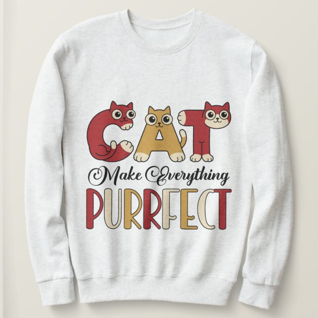 Sweatshirt Graphisme de mots d'amour pour chats drôles (Design devant)