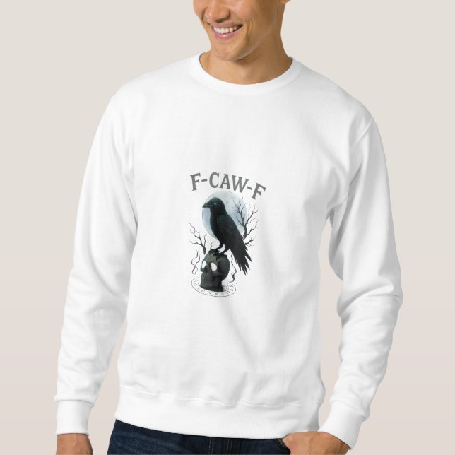 Sweatshirt Graphisme Halloween crâne de corbeau corneille got (Devant)