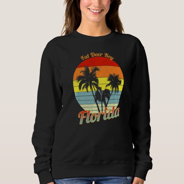 Sweatshirt Gras Deer Key Floride Arbres tropicaux rétro Palm  (Devant)