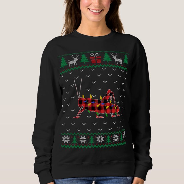 Sweatshirt Grasshopper Noël Arbre Lumières Décor Jeu de Noël  (Devant)