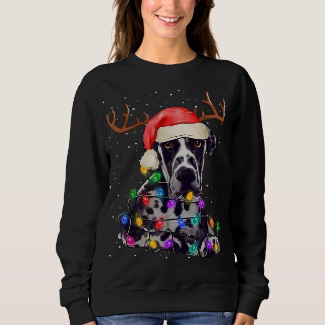 Sweatshirt Great Dane Christmas Tree Light Amoureux des chien (Devant)