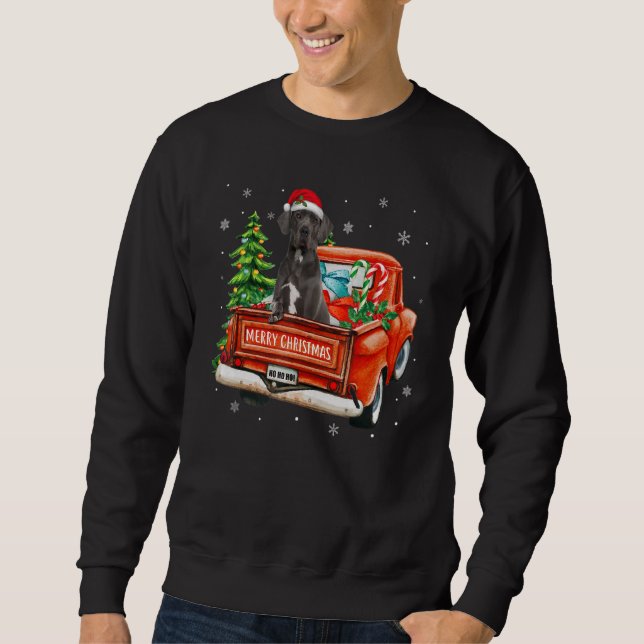 Sweatshirt Great Dane Dog Ride Red Truck Christmas Dog  Pajam (Devant)