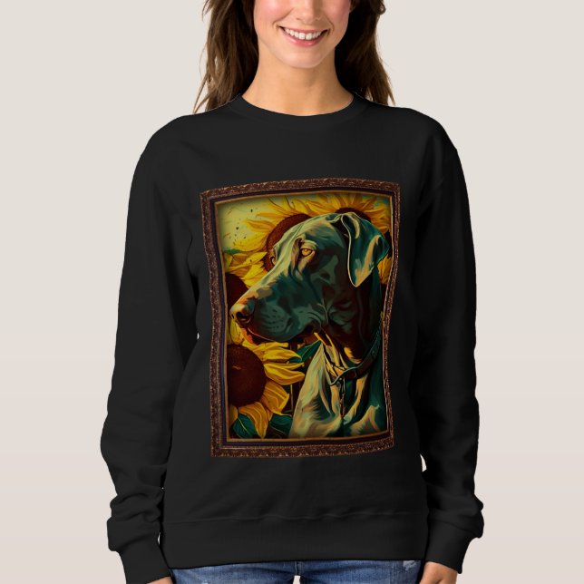 Sweatshirt Great Dane Painting Sunflower Flower Mom Women Flo (Devant)