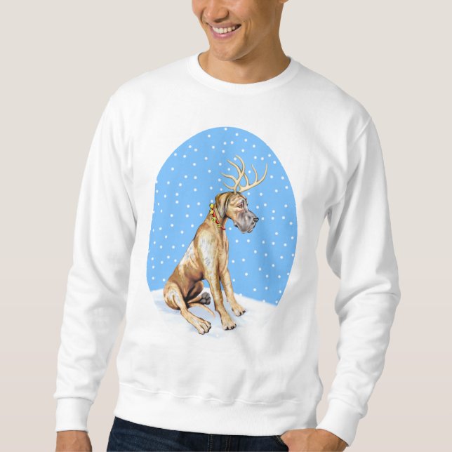 Sweatshirt Great Dane Reindeer Christmas Brindle UC (Devant)