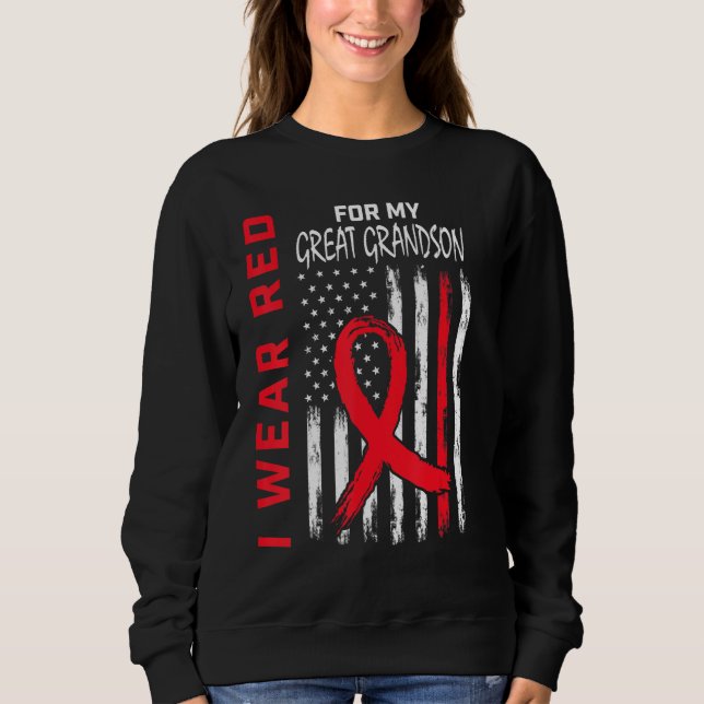 Sweatshirt Great Grandson Heart Disease Awareness Flag Matchi (Devant)