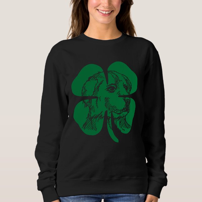 Sweatshirt Great Pyrenees Face Head Green Shamrock Saint Patr (Devant)