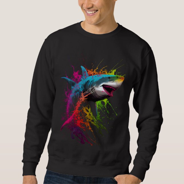 Sweatshirt Great White Shark Graffiti Style Sea life Sharks (Devant)