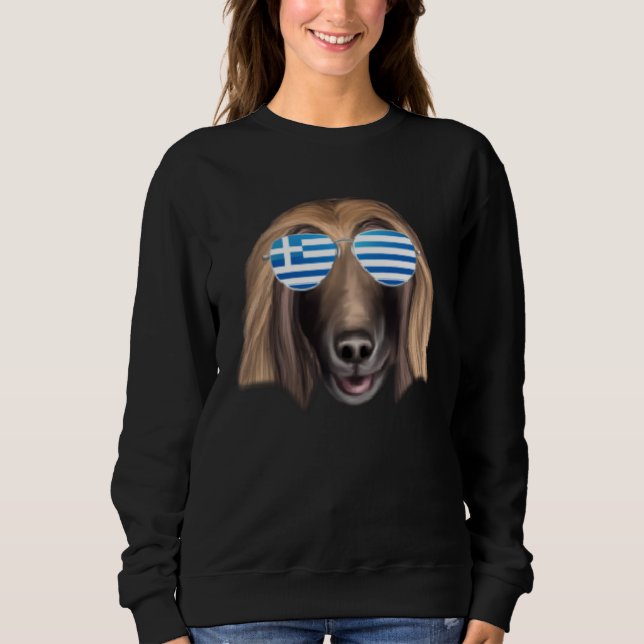 Sweatshirt Greek Flag Afghan Hound Dog Greece Pocket (Devant)