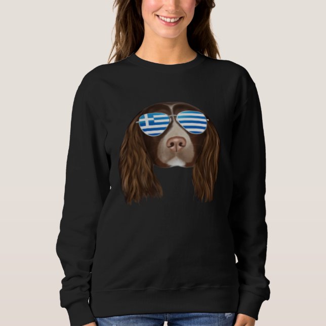 Sweatshirt Greek Flag English Springer Spaniel Dog Greece Poc (Devant)