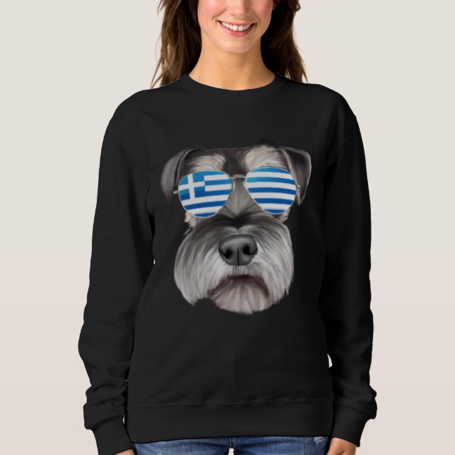 Sweatshirt Greek Flag Miniature Schnauzer Dog Greece Pocket (Devant)
