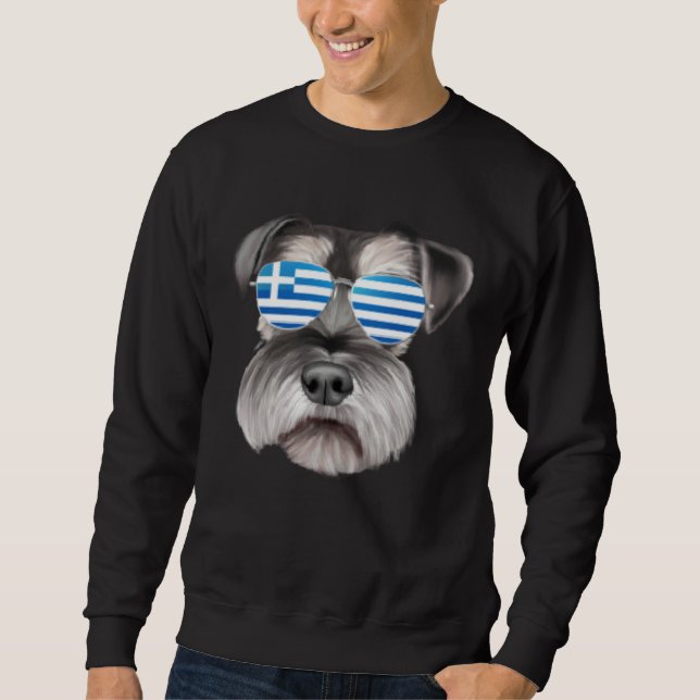 Sweatshirt Greek Flag Miniature Schnauzer Dog Greece Pocket (Devant)