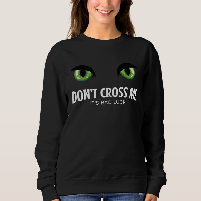 Sweatshirt Green Cat Eyes Halloween Black Cat Face Scary (Devant)