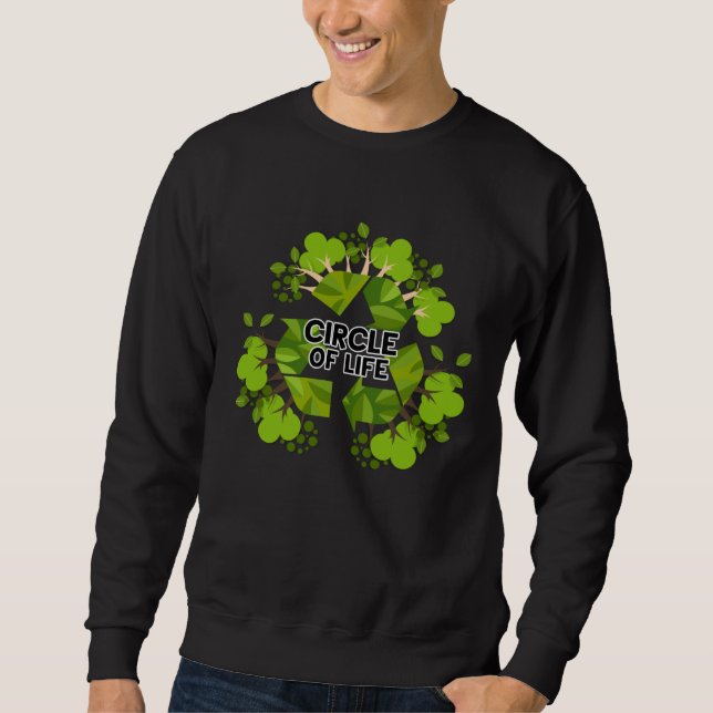 Sweatshirt Green Earth Day Circle Of Life Trees With Recycle  (Devant)