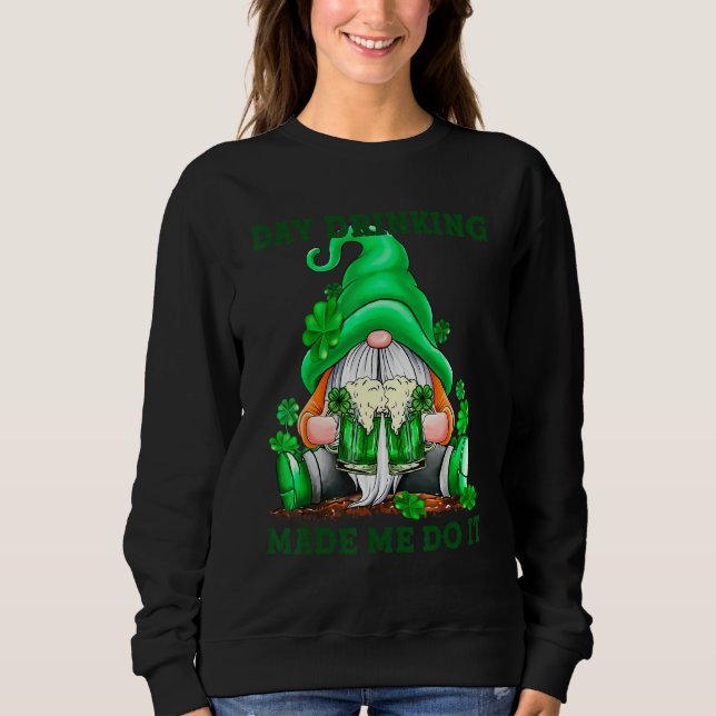 Sweatshirt Green Irish Gnome Holding Beer St Patrick Gnome (Devant)