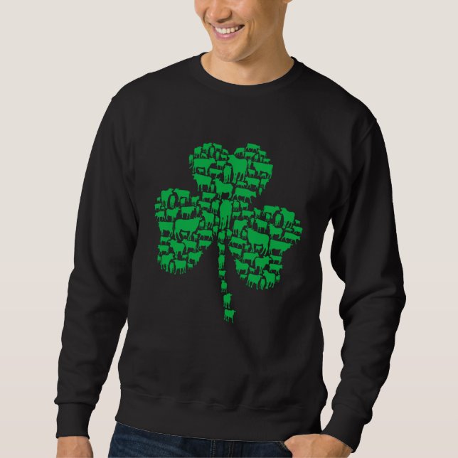 Sweatshirt Green Shamrock C Cows Farmer St Patrick s Day (Devant)
