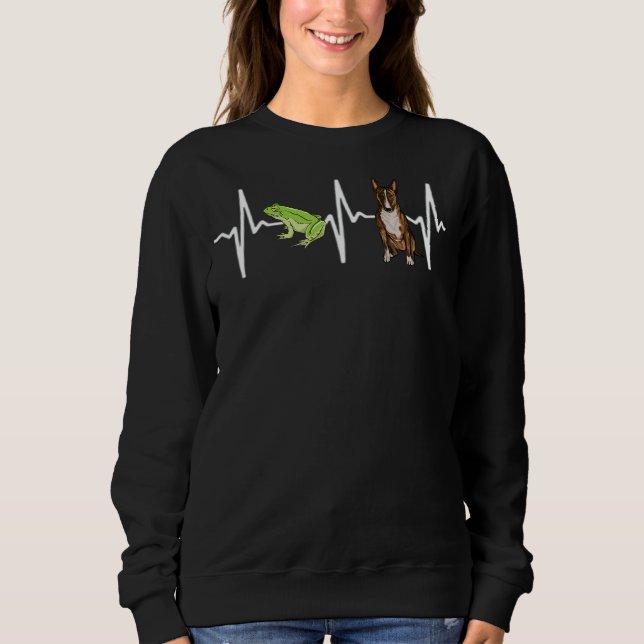 Sweatshirt Green Tree Frog Miniature Bull Terrier Heartbeat (Devant)