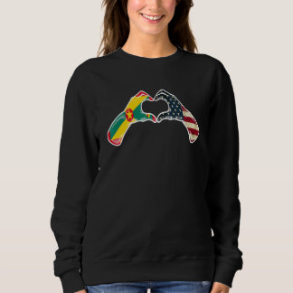 Sweatshirt Grenada American USA Flag   USA Grenadian Heart