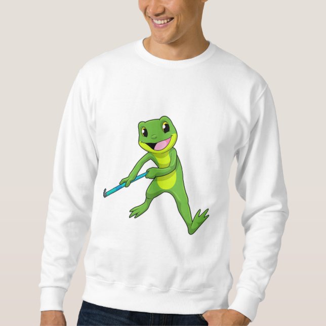 Sweatshirt Grenouille à Hockey avec chauve-souris de hockey (Devant)