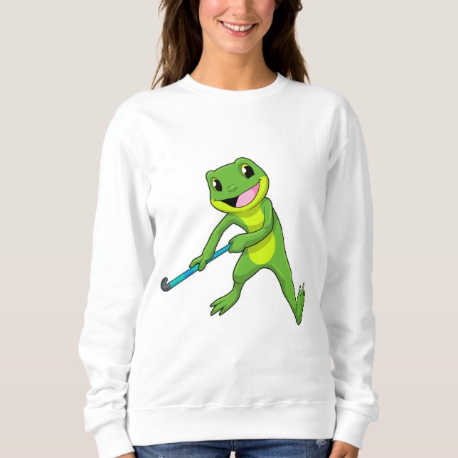 Sweatshirt Grenouille à Hockey avec chauve-souris de hockey (Devant)