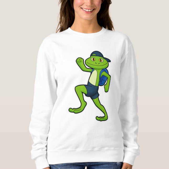 Sweatshirt Grenouille à la course avec sac à dos et Casquette (Devant)
