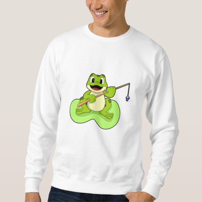 Sweatshirt Grenouille à la pêche avec canne à pêche (Devant)