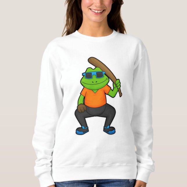 Sweatshirt Grenouille au baseball avec batte de baseball et l (Devant)