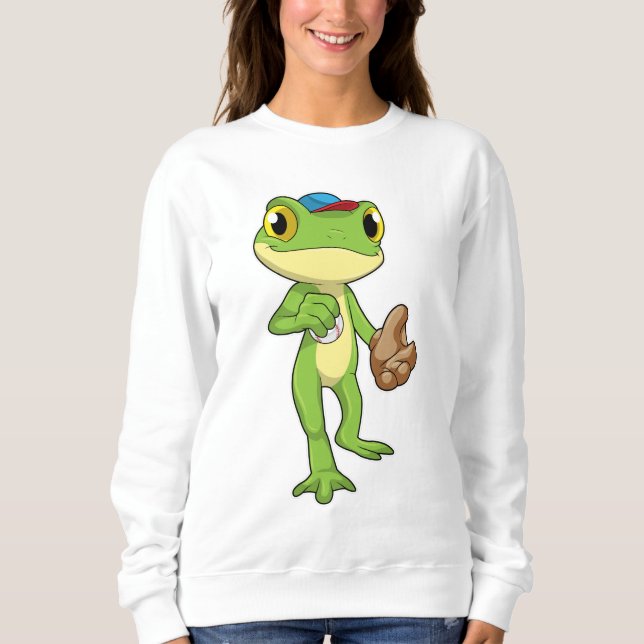 Sweatshirt Grenouille au baseball avec gant de baseball (Devant)