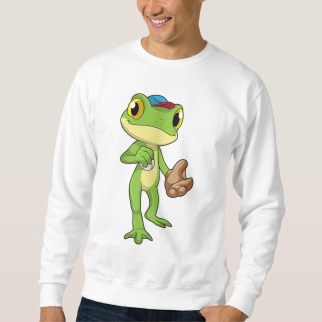 Sweatshirt Grenouille au baseball avec gant de baseball (Devant)