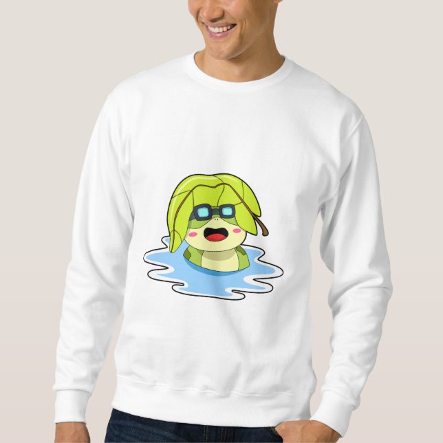 Sweatshirt Grenouille avec feuille à la natation (Devant)