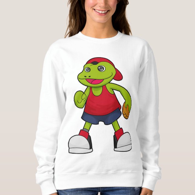 Sweatshirt Grenouille comme joueur de basket-ball avec basket (Devant)