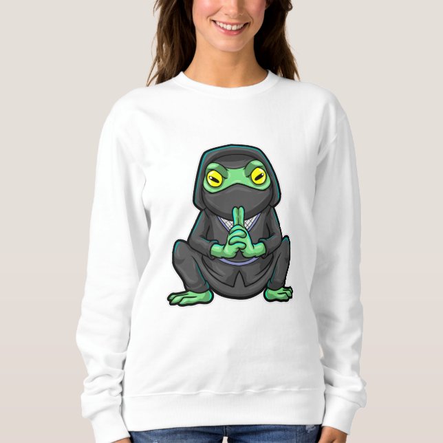 Sweatshirt Grenouille comme Ninja en noir (Devant)
