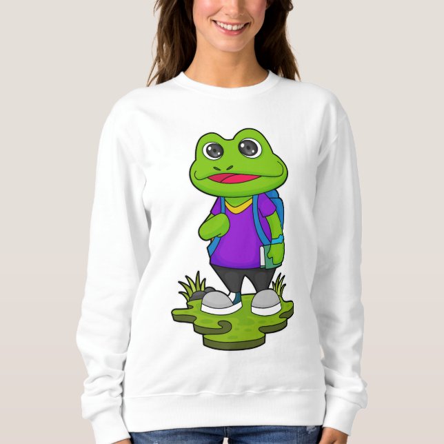 Sweatshirt Grenouille comme randonneur avec sac à dos (Devant)