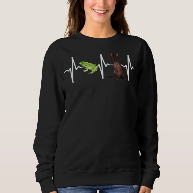 Sweatshirt Grenouille d'arbre vert Xoloitzcuintli Chien à bat (Devant)