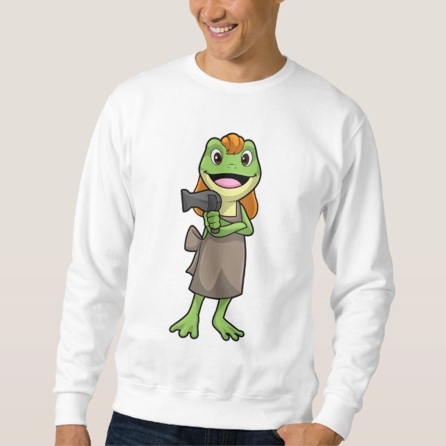 Sweatshirt Grenouille en coiffeur avec sèche-cheveux (Devant)