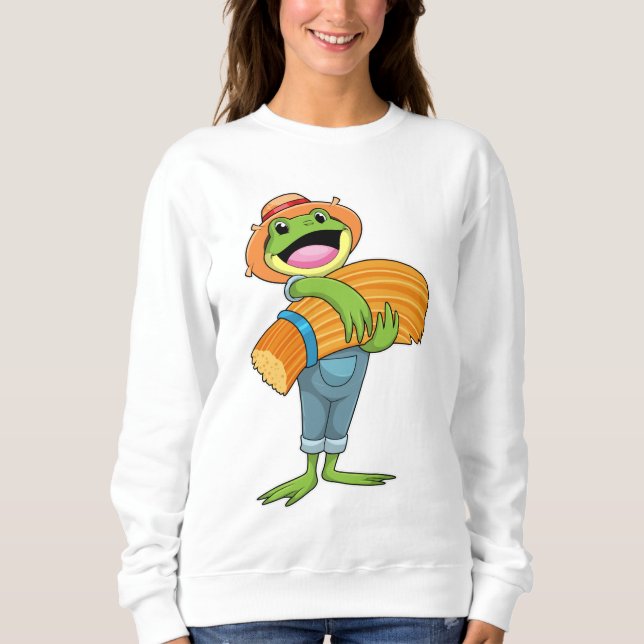 Sweatshirt Grenouille en tant que fermier avec paille (Devant)