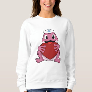 Sweatshirt Grenouille en tant qu'infirmière avec coeur