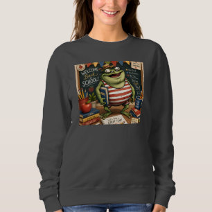 Sweatshirt Grenouille PNG de rentrée scolaire, décoration de