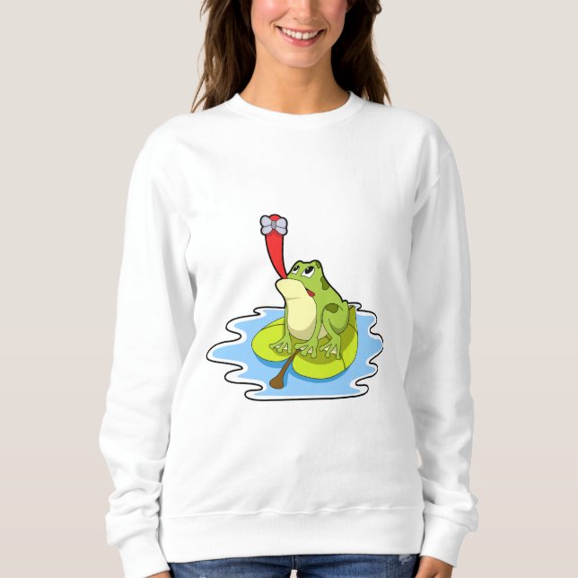 Sweatshirt Grenouille sur la feuille avec insecte (Devant)