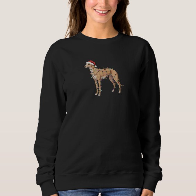 Sweatshirt Greyhound Christmas Lights - Santa Dog (Devant)
