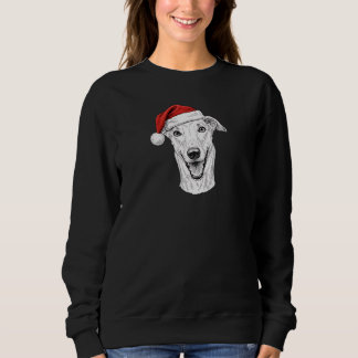 Sweatshirt Greyhound Hand-Drawn Portrait Christmas Santa Dog