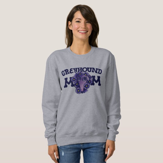 Sweatshirt Greyhound Maman mignonne Violet Gryhounds adoption (Devant entier)